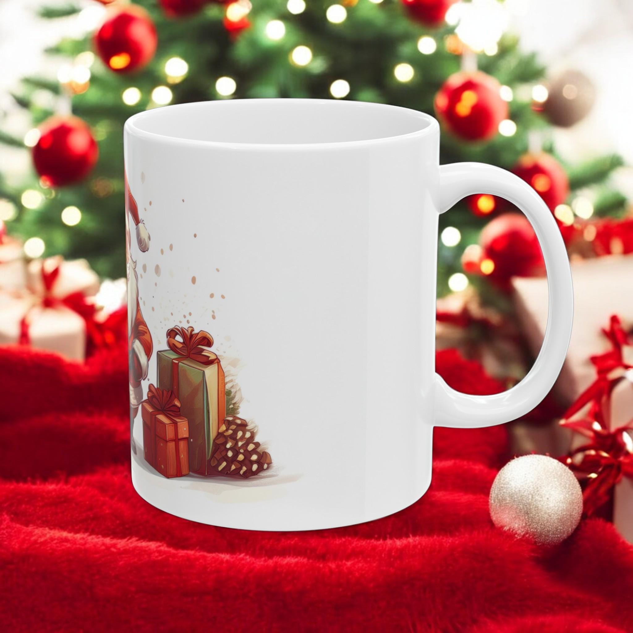 Santa Claus & Reindeer Christmas Ceramic Mug – Festive Holiday Gift with Gifts (11oz, 15oz)