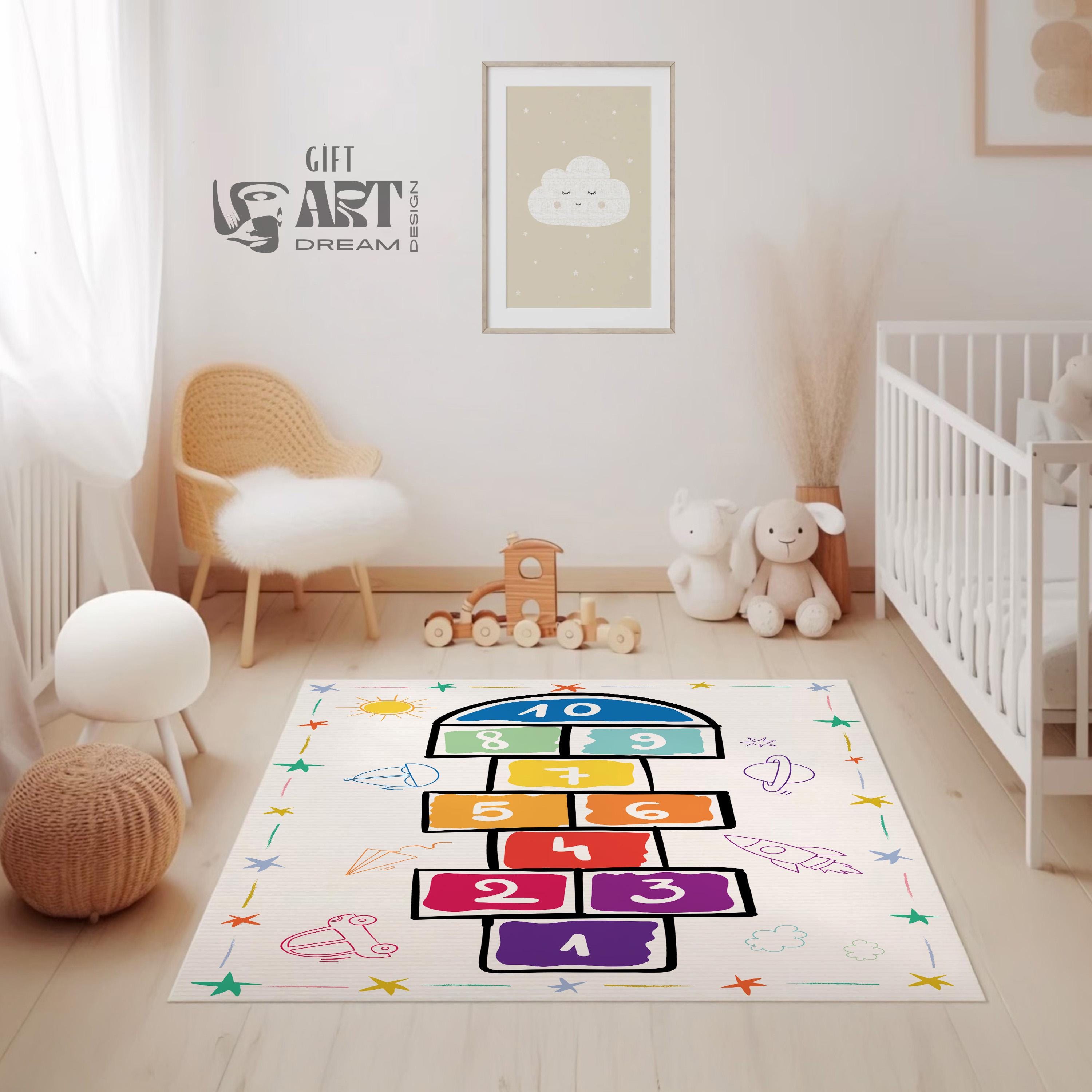 Smart Kids Play Rug for Balance, Fun Brain Development | Hopscotch Game Mat, Fun, play room decor for kids that inspires learning, movement