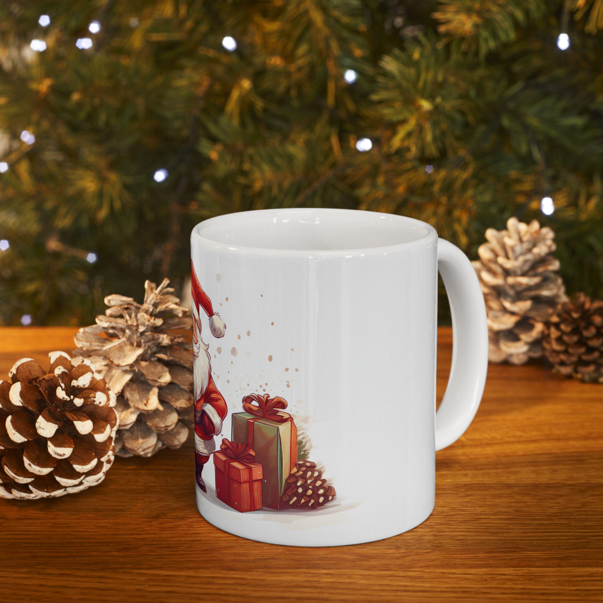 Santa Claus & Reindeer Christmas Ceramic Mug – Festive Holiday Gift with Gifts (11oz, 15oz)