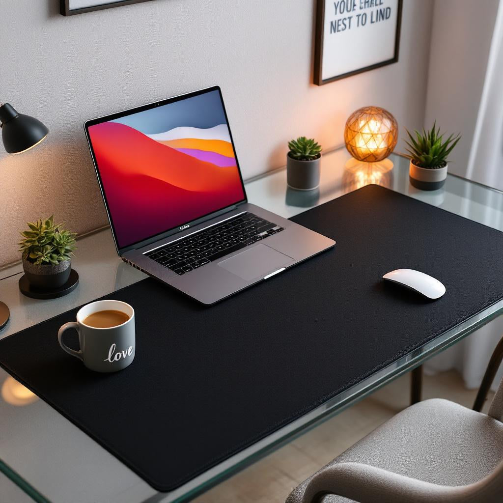 Custom Leather Desk Pad - 140 cm × 420 cm / 55.1" x 165.4" - Jet Black | Personalized Office Mat