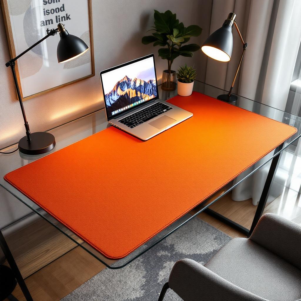 Custom Leather Desk Pad - 140 cm × 220 cm / 55.1" x 86.6" - Orange | Personalized Office Mat