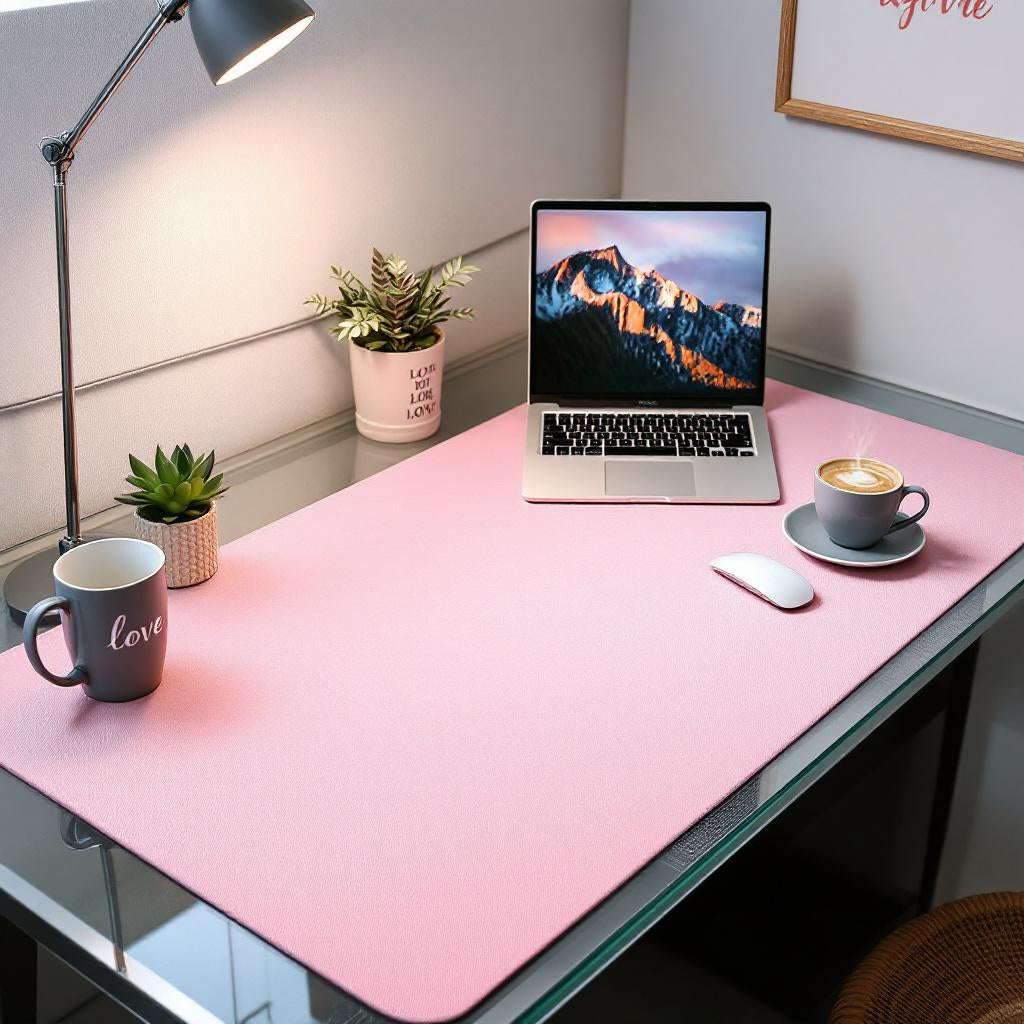 Custom Leather Desk Pad - 140 cm × 280 cm / 55.1" x 110.2" - Rose Pink | Personalized Office Mat
